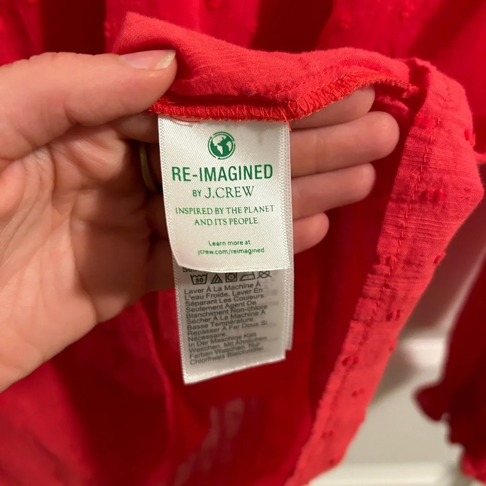 J. Crew Novelty Artist Top in Lightweight 100% Cotton, Geranium Red, Size XS